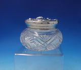 Floral by Unger Sterling Silver Powder Jar with Cut Crystal 3 1/4" Tall (#5154)