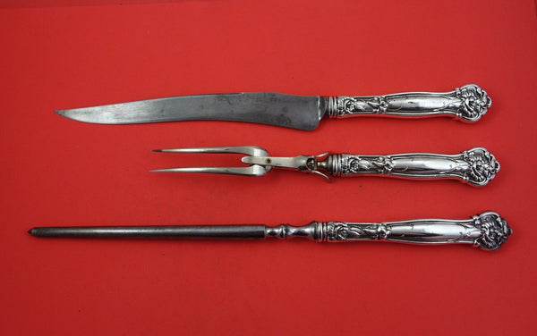 Carnation by Wallace Sterling Silver Roast Carving Set 3-pc knife 14" fork 11"