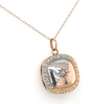 14k White and Rose Gold Victorian Genuine Natural Diamond Locket w/ Chain #J6517