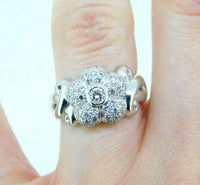 18k White Gold Genuine Natural Diamond Flower Ring 3/4ct (#J1778)
