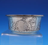 Matthews Co Sterling Silver Child's Bowl Acid Etched w/Kewpie and Bushes (#7661)
