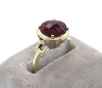 14k Yellow Gold 4.5ct Genuine Natural Rhodolite Garnet Filigree Ring (#J6149)