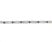 14k Gold Art Deco Genuine Sapphire Link Bracelet Guilloche Engraved (#J6504)