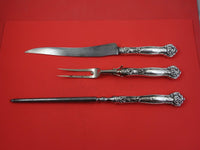 Carnation by Wallace Sterling Silver Roast Carving Set 3-pc knife 14" fork 11"