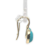 14k Gold Genuine Natural Kingman Turquoise Drop Earrings 4.32 Carat TW (#J7143)