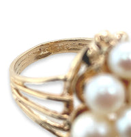 14k Yellow Gold Cocktail Ring with 16 Cultured Akoya Pearls Size 5.75 (#J7109)