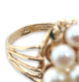 14k Yellow Gold Cocktail Ring with 16 Cultured Akoya Pearls Size 5.75 (#J7109)