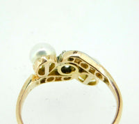 18k Yellow Gold Victorian Pearl and Diamond Ring (#J4487)