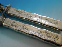 Lap Over Edge Acid Etched by Tiffany Sterling Silver Roast Carving Set Cow Motif