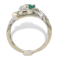 14k White Gold .32ct Genuine Natural Emerald and Diamond Ring Size 6.5 (#J7165)