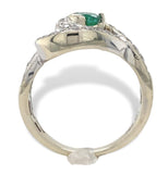 14k White Gold .32ct Genuine Natural Emerald and Diamond Ring Size 6.5 (#J7165)