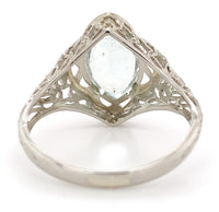 14k White Gold Filigree Ring with 1.69ct Genuine Natural Aquamarine (#J7206)