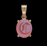 14k Yellow Gold Genuine Natural Carnelian Signet Initial "C" Pendant (#J7346)