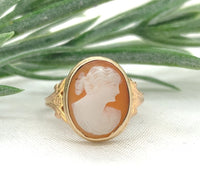 10k Yellow Gold Genuine Natural Shell Cameo Ring Size 5.25 Jewelry (#J7273)