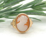 10k Yellow Gold Genuine Natural Shell Cameo Ring Size 5.25 Jewelry (#J7273)