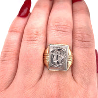 10k Yellow Gold and Silver Warrior Intaglio Men's Ring Size 8 Jewelry (#J5705)