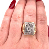 10k Yellow Gold and Silver Warrior Intaglio Men's Ring Size 8 Jewelry (#J5705)