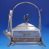 Rogers Silverplate Box 3pc for Sardines w/3D Lion Finial and Sardine Tong #7274