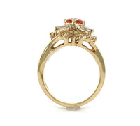 14k Yellow Gold Heavy Mandarin Orange Genuine Natural Garnet Diamond Ring #J6315