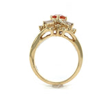 14k Yellow Gold Heavy Mandarin Orange Genuine Natural Garnet Diamond Ring #J6315