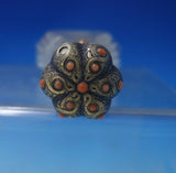 Sterling Silver and Cut Crystal Perfume Bottle Gilded with Coral Beads (#5551)