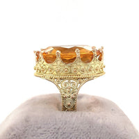 14k Yellow Gold Handmade Granulated Gold Genuine Natural Citrine Ring (#J5427)