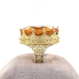 14k Yellow Gold Handmade Granulated Gold Genuine Natural Citrine Ring (#J5427)