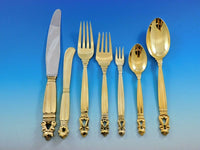 Acorn by Georg Jensen Sterling Silver Flatware Set 12 Service 102pc Gold Vermeil