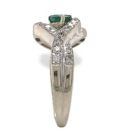 14k White Gold .32ct Genuine Natural Emerald and Diamond Ring Size 6.5 (#J7165)