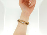 Genuine Natural Stone Cameo Victorian XL Gold Slide Bracelet (#J4362)
