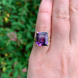14k Yellow Gold 5.79 Carat Genuine Natural Amethyst Ring Size 6.25 (#J7614)