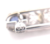 14k White Gold Filigree Pin with GIA Montana Sapphires and Seed Pearls (#J6596)