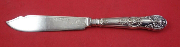 Queens by English Sterling Silver Fish Knife engraved blades 8 5/8"