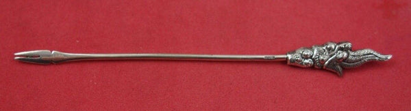 Russian Sterling Silver Cocktail Pick w/ dragon finial .875 mark 4 1/4"