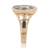 10k Yellow Gold Men's Ring Enamel Cross Deer / Elk Size 11.5 Jewelry (#J6641)