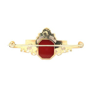 14k Yellow Gold Antique Rose Cut Genuine Natural Diamond Carnelian Pin (#J5635)