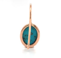14k Rose Gold 4.45ct TW Genuine Natural Kingman Turquoise Drop Earrings (#J6114)