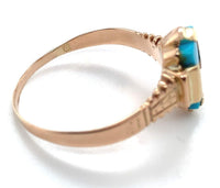10k Gold Victorian Sleeping Beauty Genuine Natural Turquoise Ring 10.25 (#J6567)