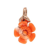 14k Rose Gold Pendant with Carved Genuine Natural Coral Flower Jewelry (#J7430)