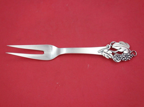 Cohr Sterling Silver Cold Meat Fork 2-tine with grapes 8 1/2"