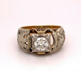 Masonic 10k Yellow Gold Men's Ring .85ct Genuine Natural Diamond Eagle (#J4838)