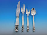 Acorn by Georg Jensen Danish Sterling Silver Flatware Set for 12 Dinner 91 pcs