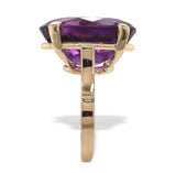 18k Yellow Gold 13.98 Carat Oval Genuine Natural Amethyst Ring Size 7 (#J7373)