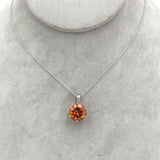 Platinum 6.43 Carat Round Irai Vibrant Orange Genuine Citrine Pendant (#J7385)