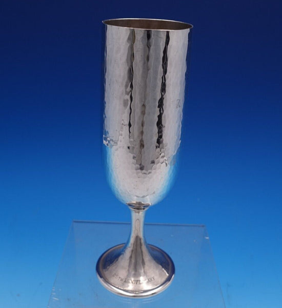 Buccellati Italian Sterling Silver Champagne Flute Hammered 7" x 1 1/2" (#7644)