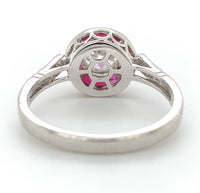 14k White Gold .80ct European Cut Genuine Natural Diamond Ring Ruby Halo #J7265
