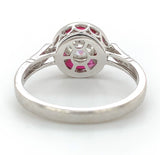 14k White Gold .80ct European Cut Genuine Natural Diamond Ring Ruby Halo #J7265