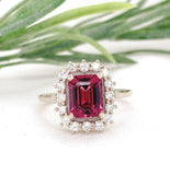14k White Gold 2.37 Carat Genuine Natural Umbalite Garnet Diamond Ring (#J7565)