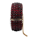 Genuine Natural Bohemian Garnet Bangle Bracelet with Nine Rows Extra Wide #J7251