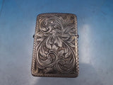 European .800 Silver Lighter Cover Engraved on All Sides 2 1/4" x 1 1/2" (#6738)